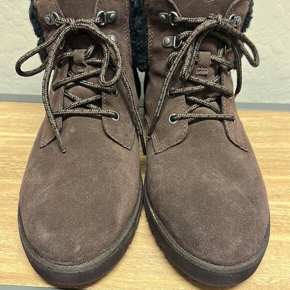 UGG Romely Heritage Lace Suede Wool Boots Brown Black Size 11 Water Repellent - Picture 6 of 13